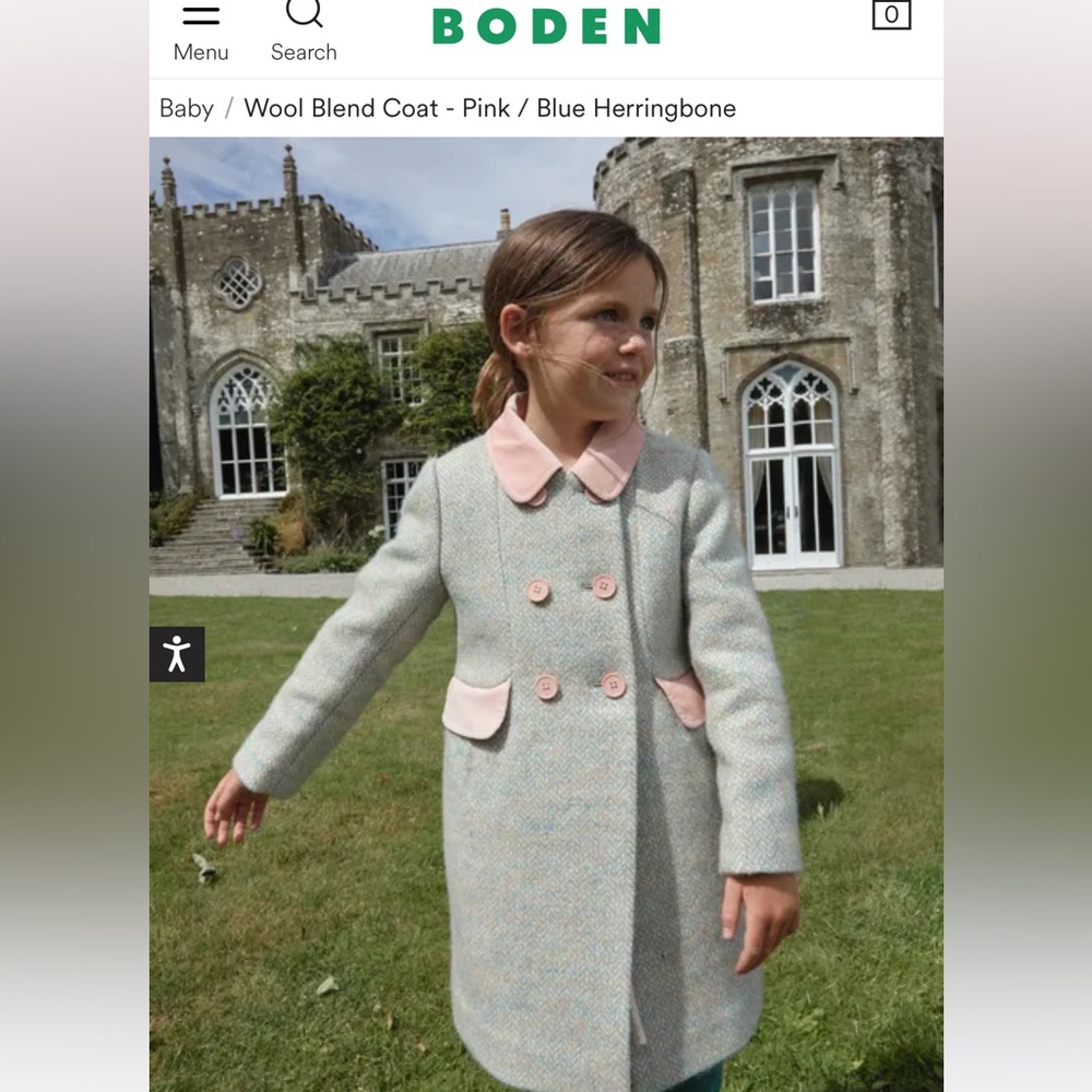 NWOT Mini Boden girls wool coat. Size 8/9